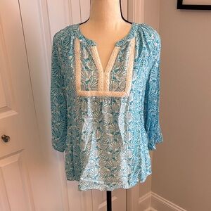 Blue Patterned Women's Top